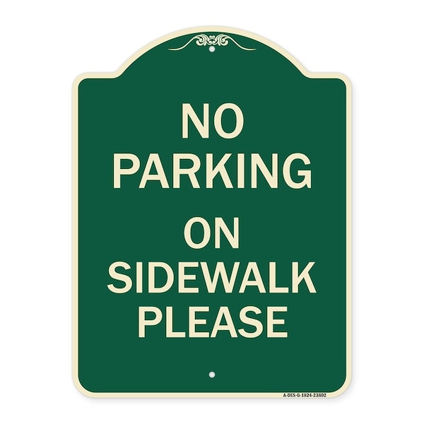 No Parking on Sidewalk Please Heavy-Gauge Aluminum Architectural Sign, 24" x 18", G-1824-23802